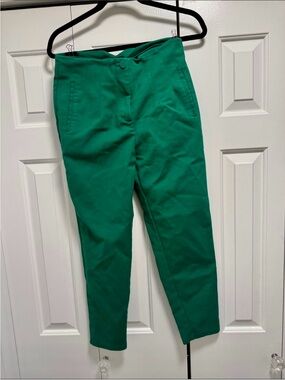 Green High-Waist Tailored Pants